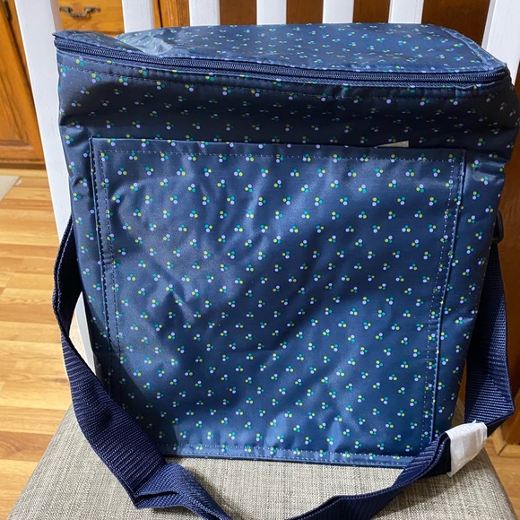Thirty-One Picnic Thermal Tote Navy Polka Dot - Picture 2 of 9